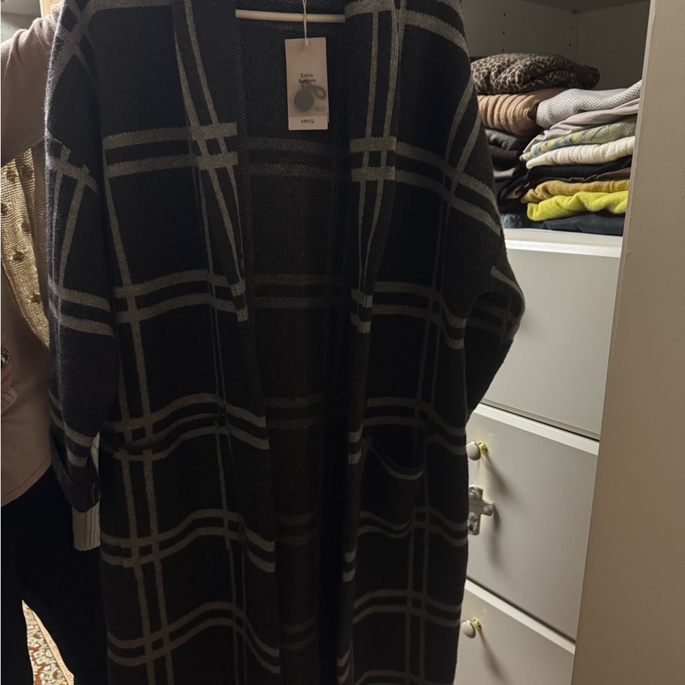 Mango Charcoal and Light Gray Knit Cardigan